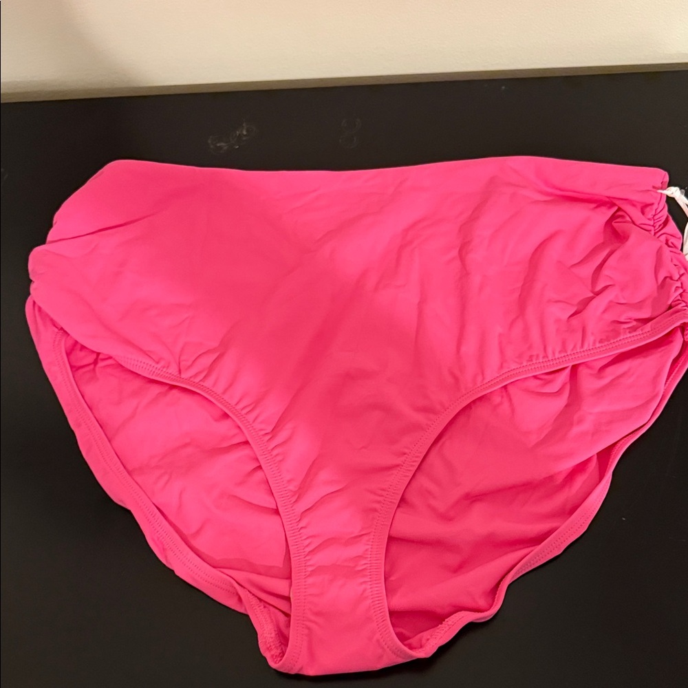 Anne Cole XL Punch Pink Convertible Bikini Bottoms Wear it 3 ways Side Shirring